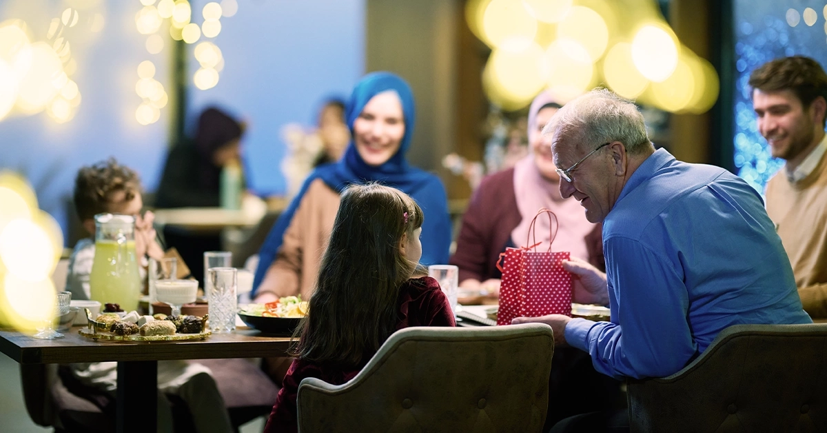 A family enjoying dinner at an Indian Restaurant in Jumeirah