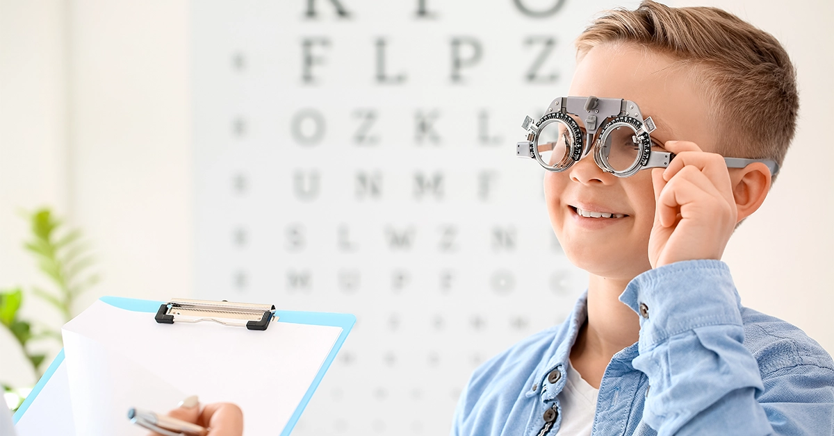 Little boy undergoing eye test at Emirates Eye Clinic