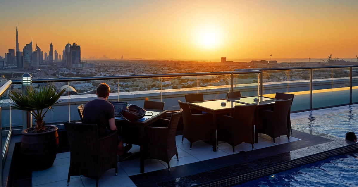 Pure Sky Lounge during Sunset in Dubai