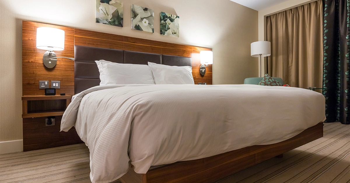 A well-designed bedroom in an apartment