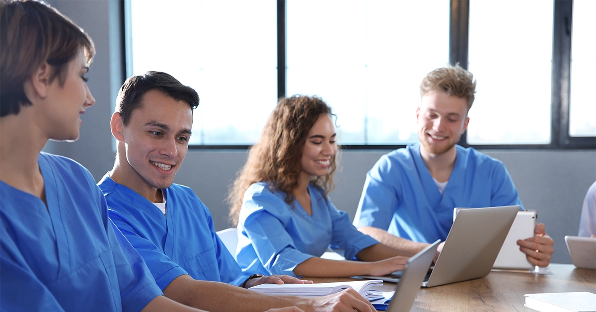 Group of medical students in a classroom