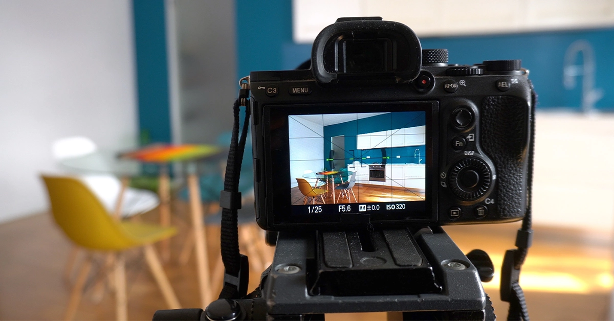 A home owner clicking pictures for a house listing