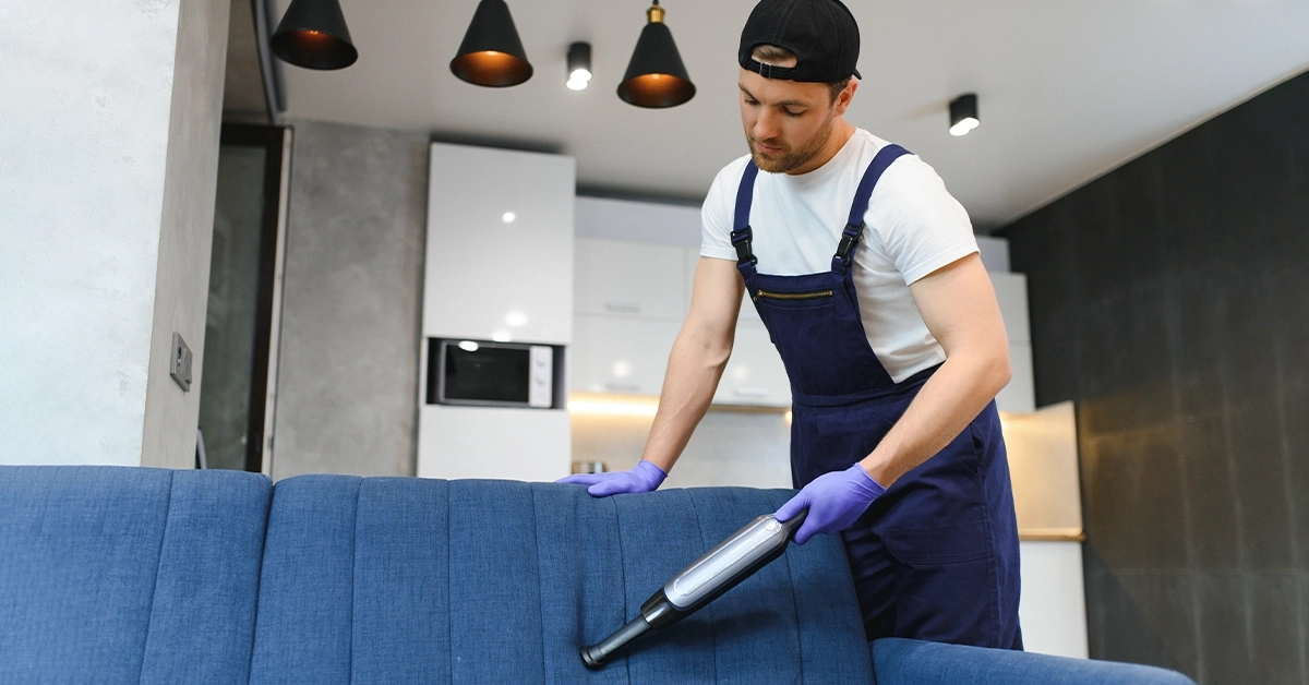 Sofa cleaning services offered by a cleaning company in Ajman