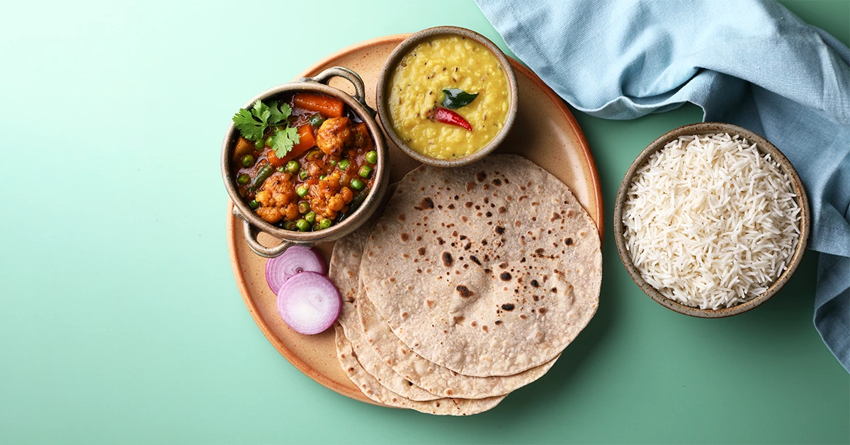 Punjabi Vegetable Thali served at India House Veg. Restaurant