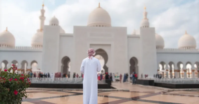 Arab man in kandora as part of the Abu Dhabi traditions and customs