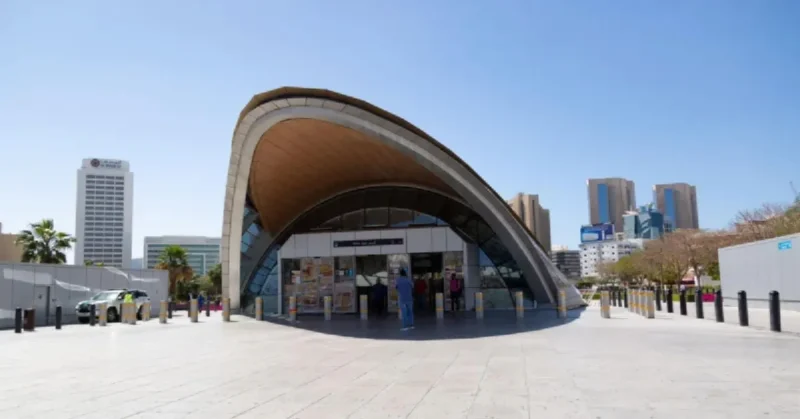 The distinctive architecture of the Union Metro Station in Dubai, UAE