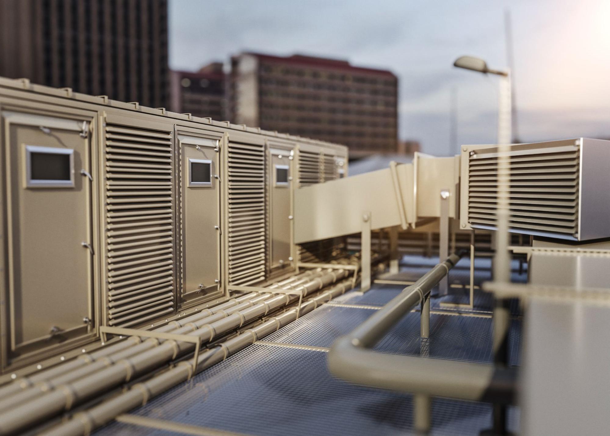 rooftop Heating, Ventilation, and Air Conditioning (HVAC) units and ductwork from empower dubai