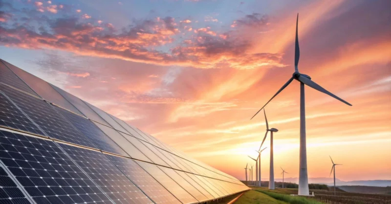 Solar panels with wind turbines 