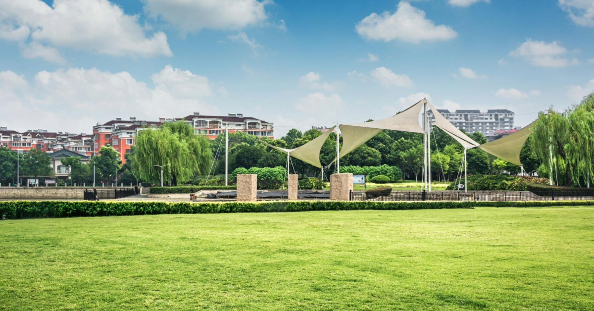 صورة للمساحات الخضراء في حديقة الفن بمدينة خليفة