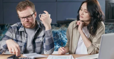 A couple reviewing their finances