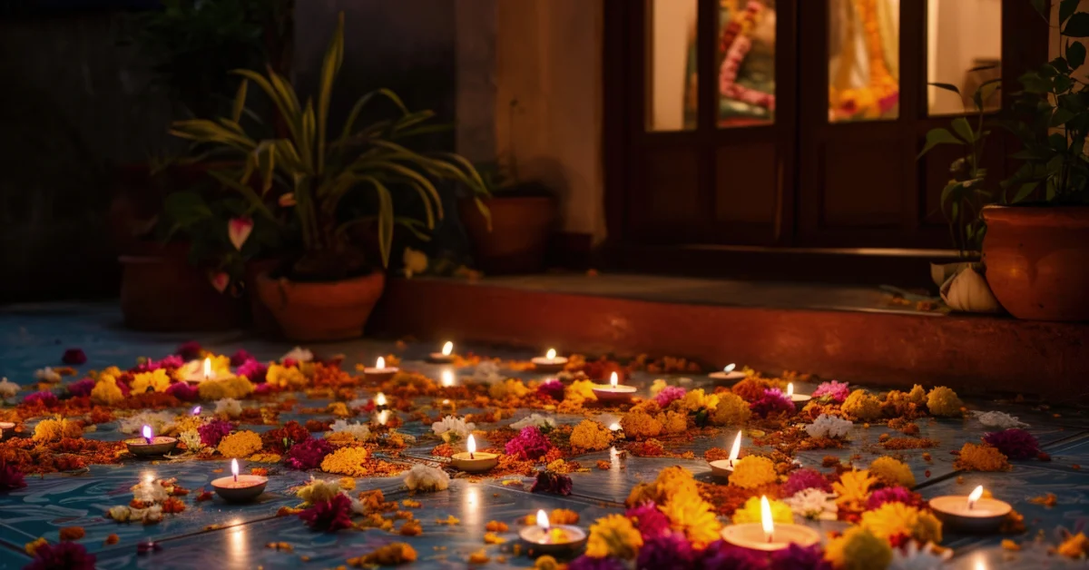 Candles and pooja elements