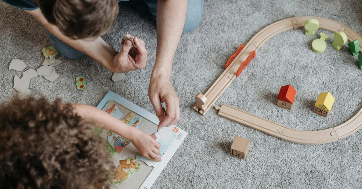 Children playing and learning in a nursery