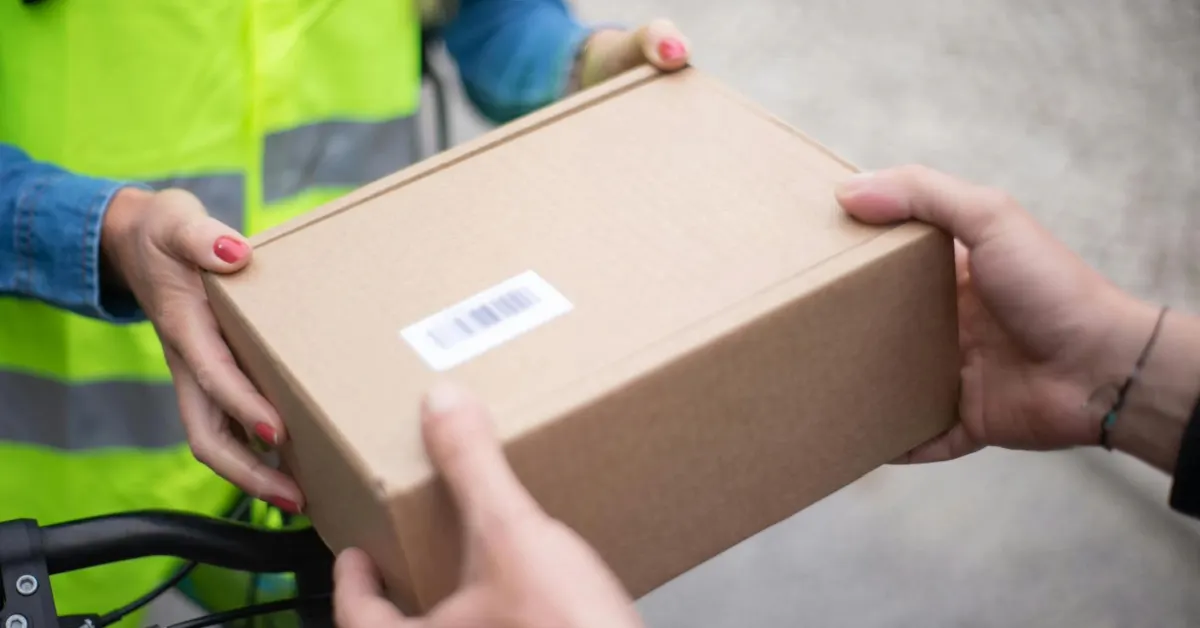People holding a delivery box