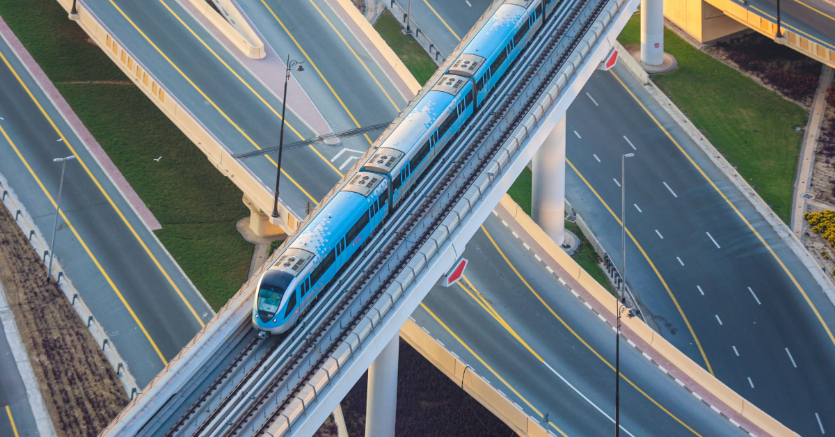 Dubai Metro Line with Sheikh Zayed