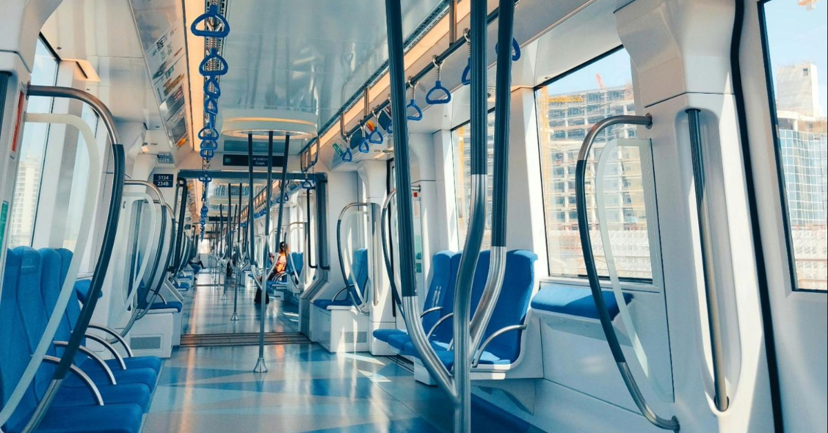 Dubai Metro interior from the inside