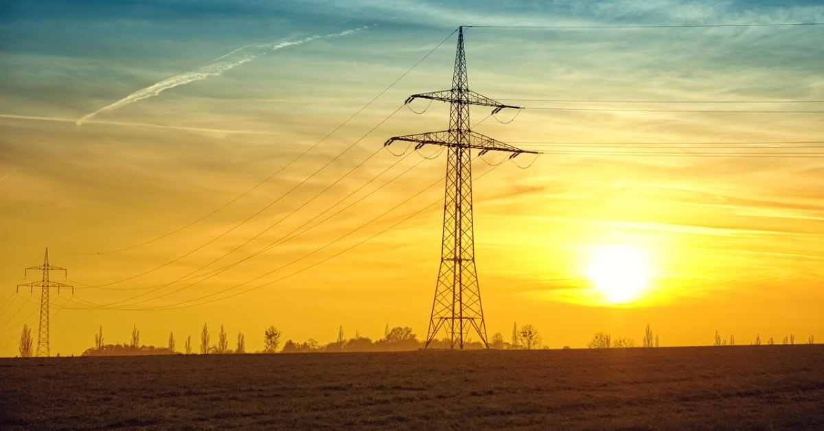 Electric power lines in Dubai’s desert