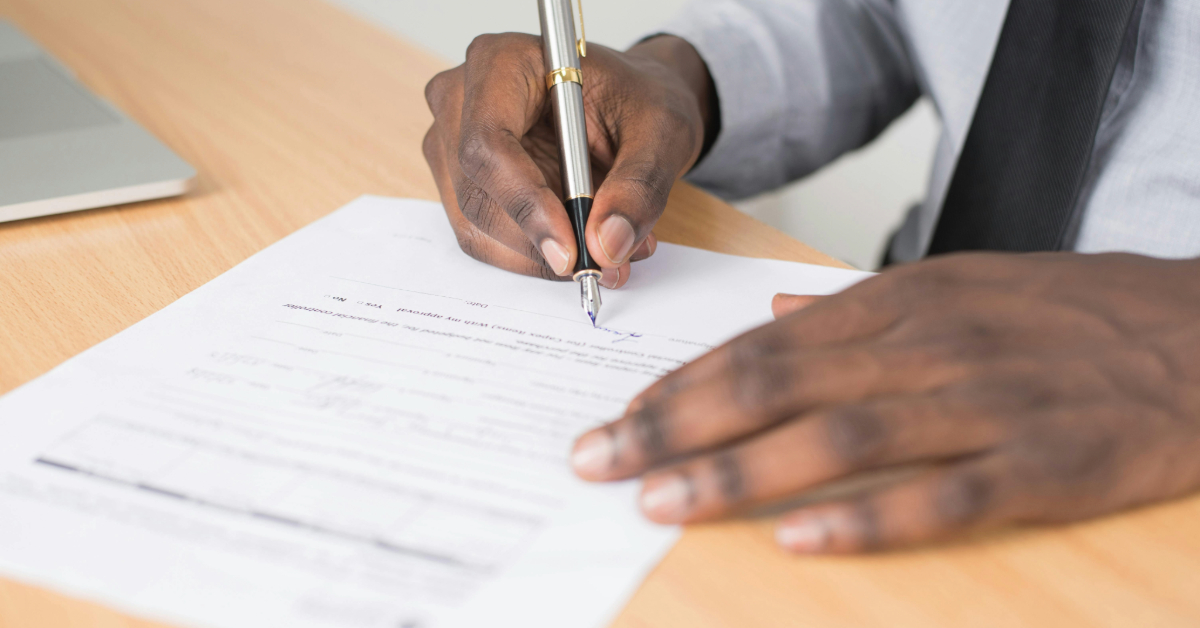 Filling out a registration form