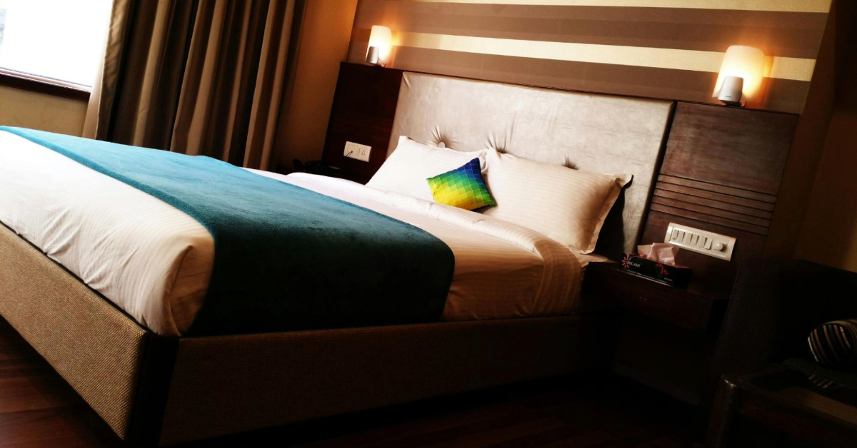 Modern hotel bedroom near emirates tower metro station