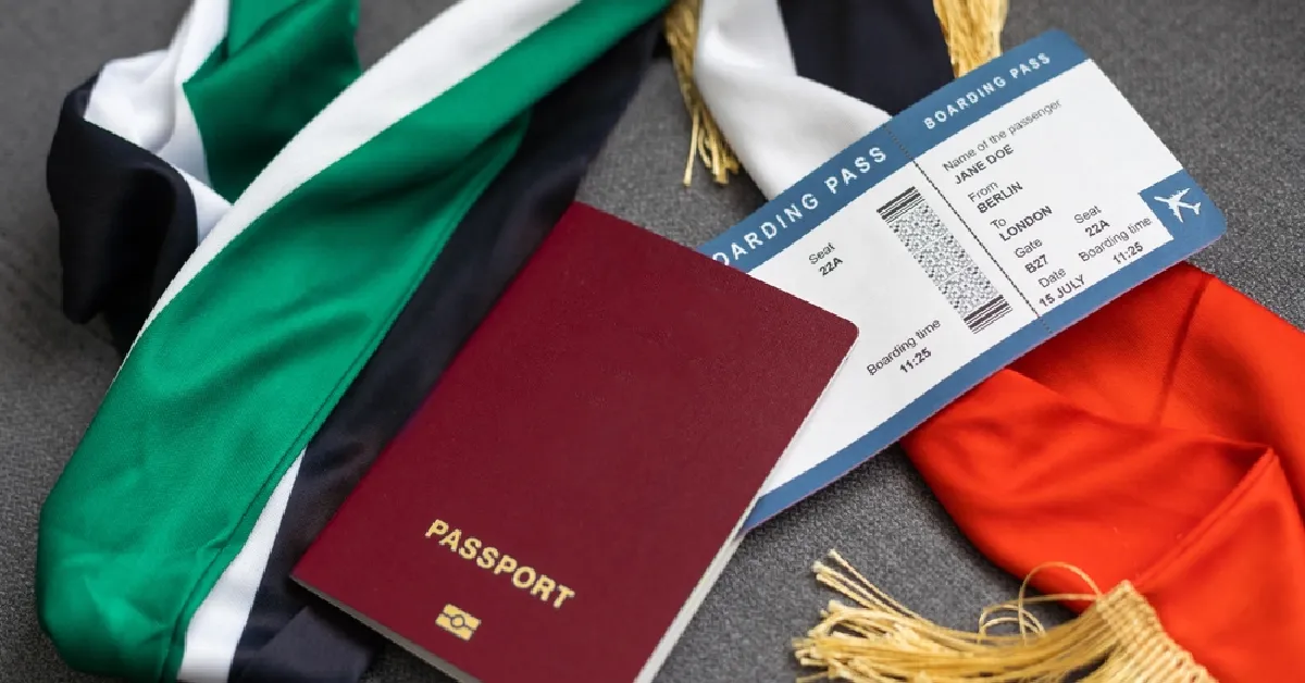 UAE Visa with stamps on it
