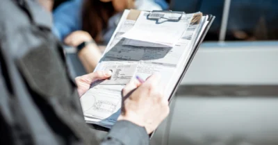 Police officer writing fine