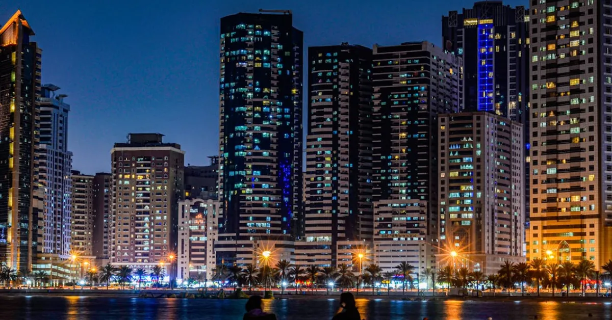 City skyline of Sharjah city in the UAE