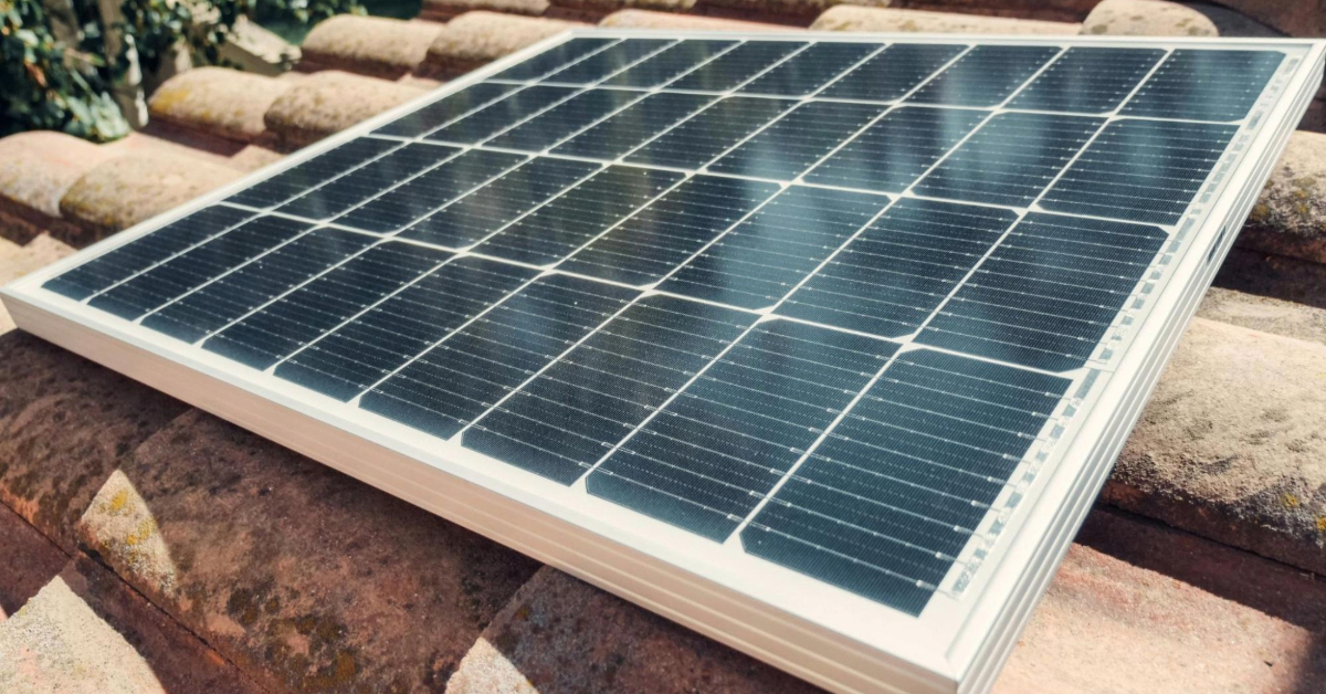 Solar panel on the house roof tiles