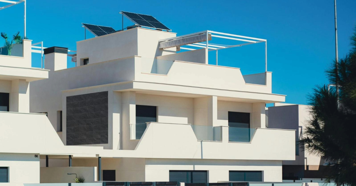 Solar panels on a house roof in Dubai