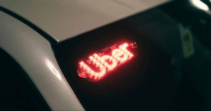 Uber sign on a car