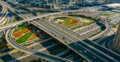 Roads from above to show the impact of Dubai infrastructure on property investment 