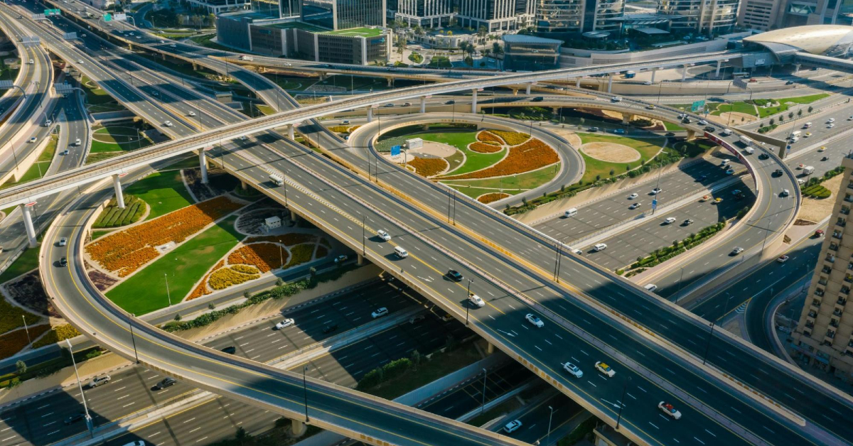 Roads from above to show the impact of Dubai infrastructure on property investment