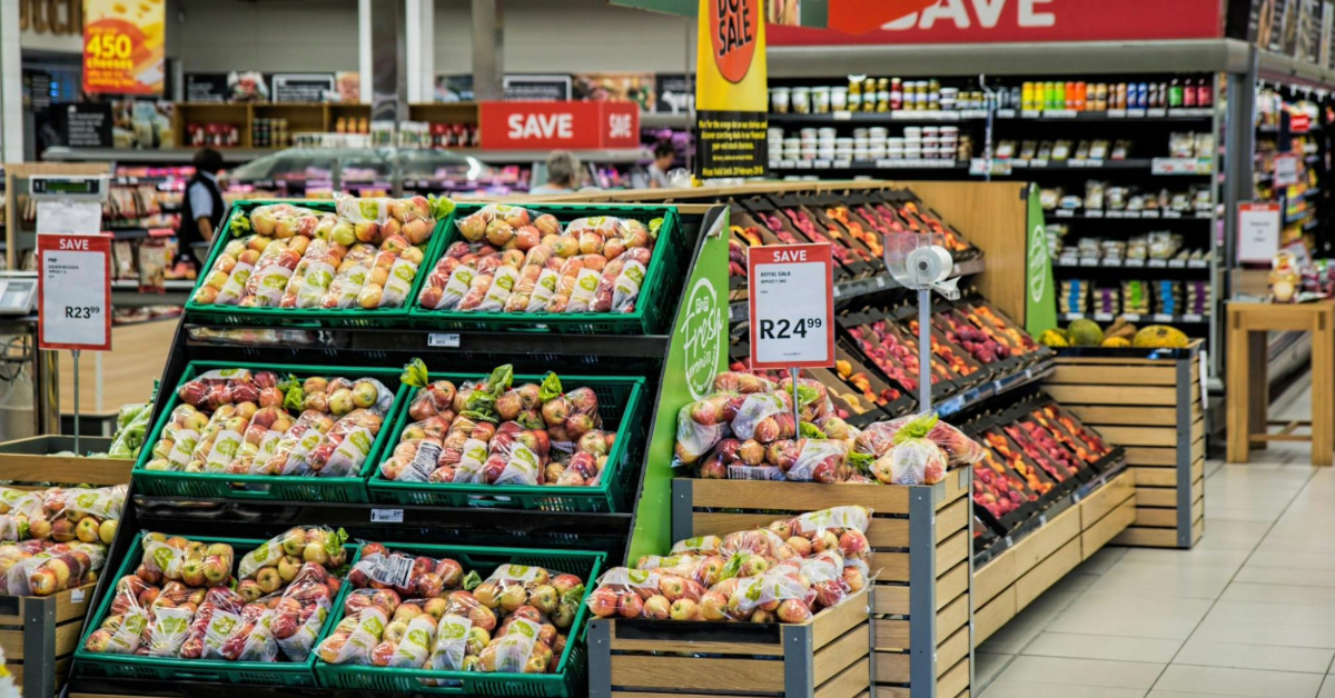 groceries at a supermarket