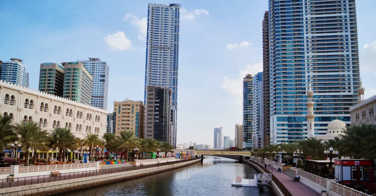 A scenic view of Sharjah city, showcasing its skyline