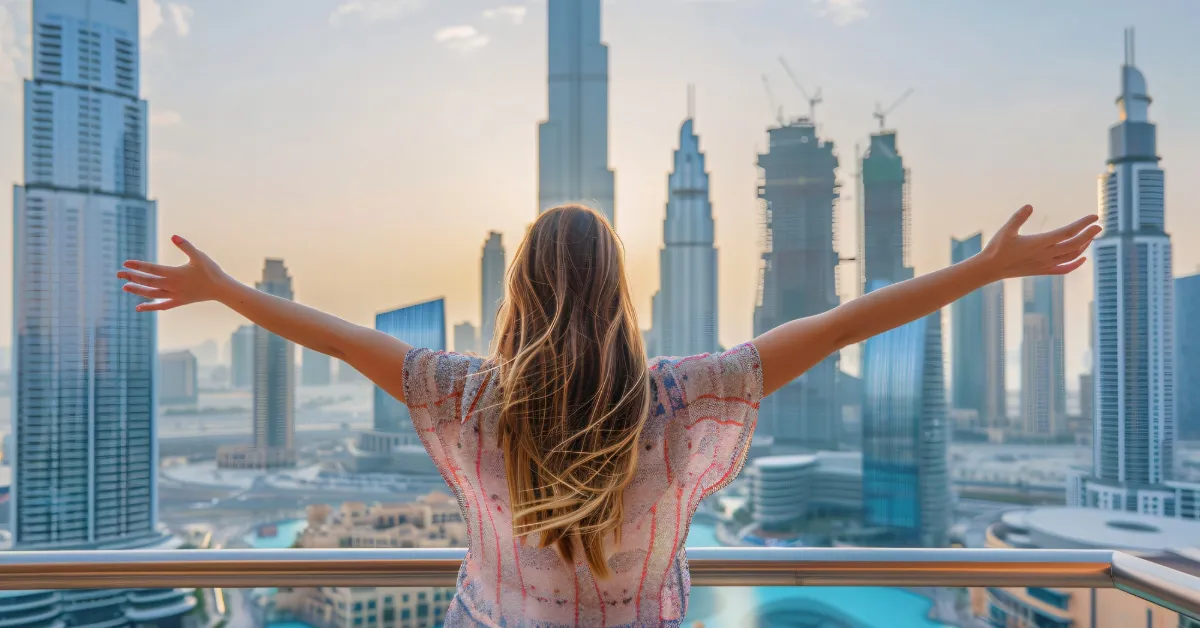 woman visiting the luxurious city of dubai