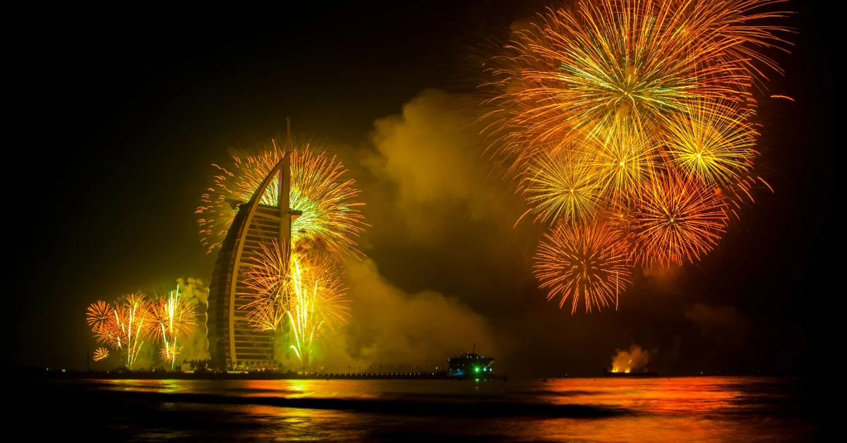 National day fireworks in Dubai