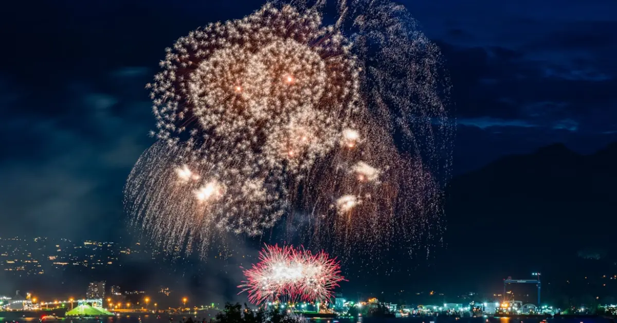 صورة توضيحية لعروض الألعاب النارية ضمن فعاليات اليوم الوطني في أبوظبي