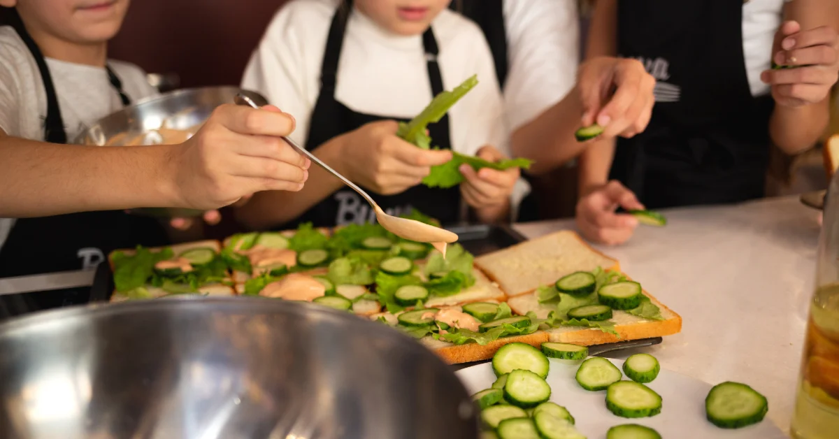 children in a cooking class in Abu Dhabi