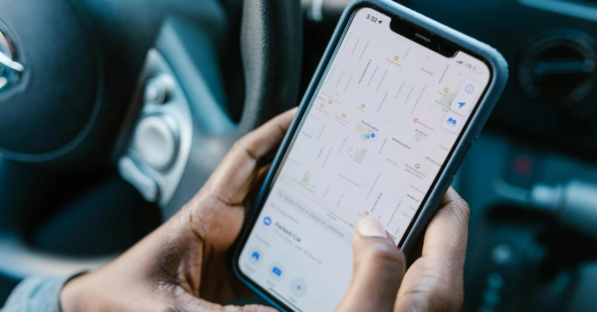 Someone using a navigation app