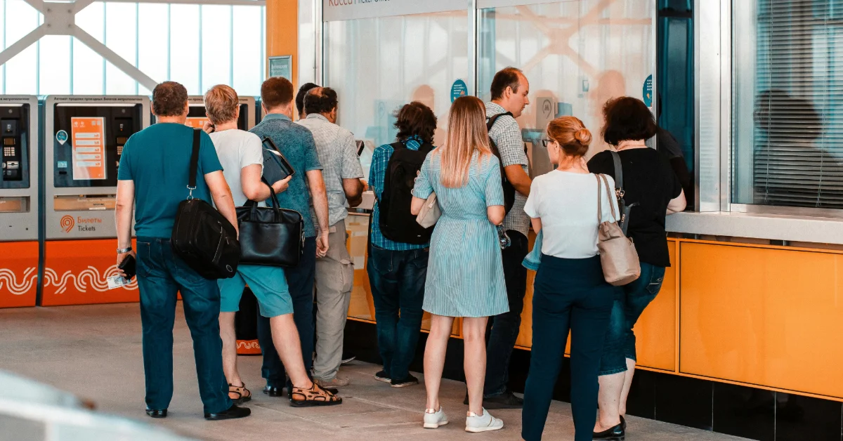 People lining up for concert tickets 