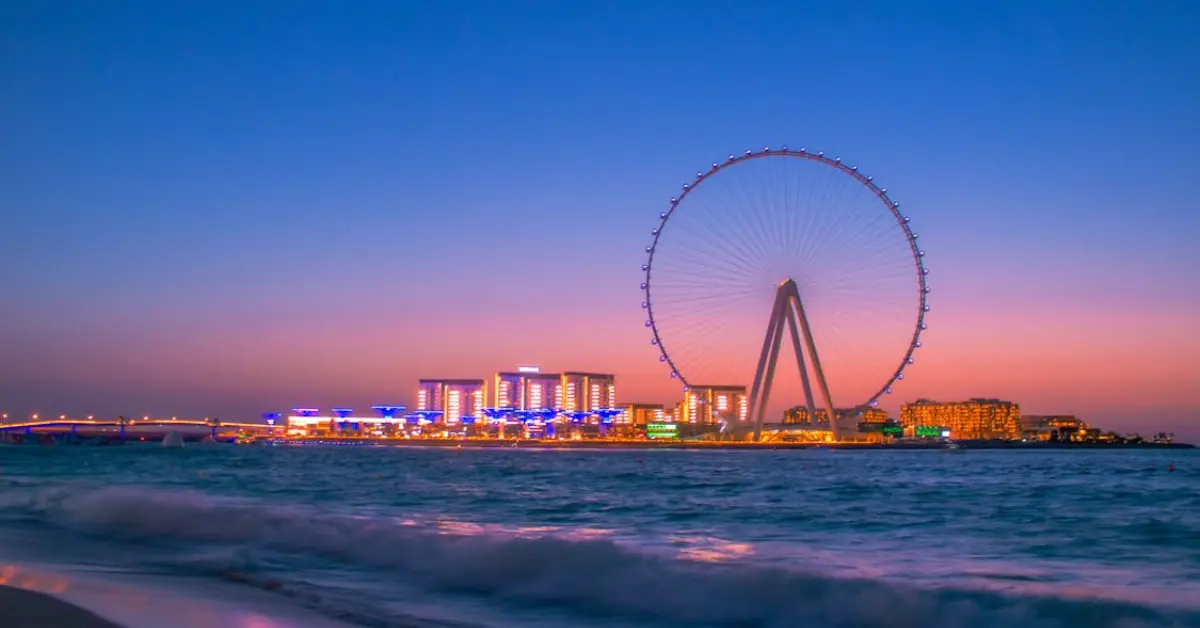 View of Ain Dubai Observation Wheel on Bluewaters Island