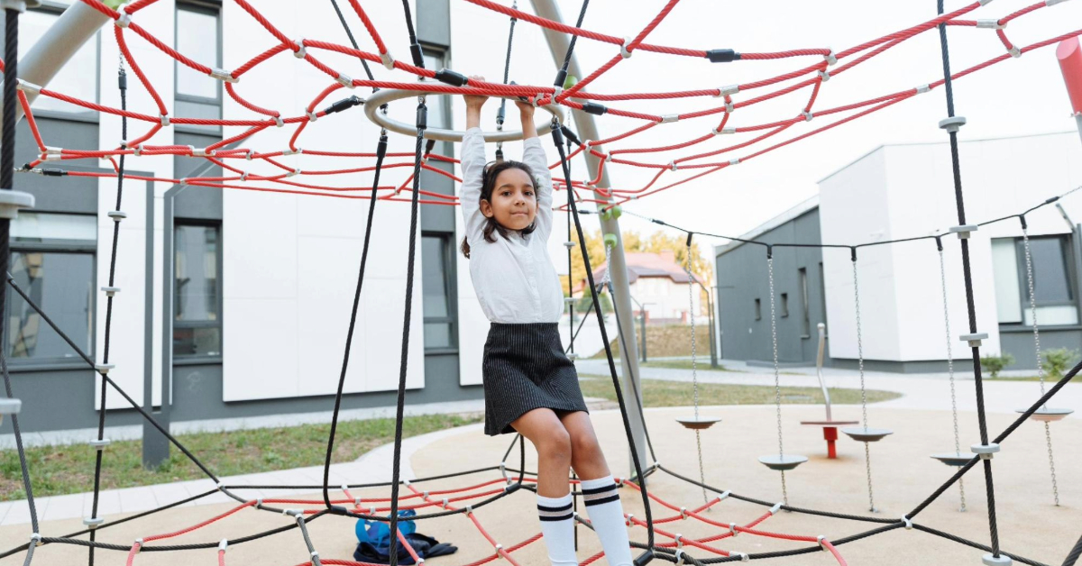 Child playing in a school playground