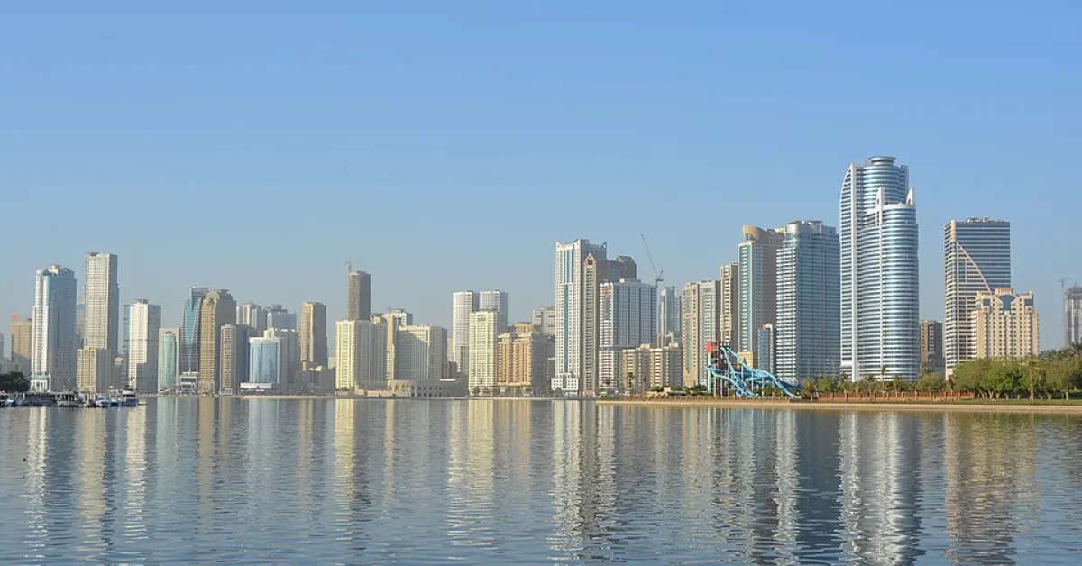 City skyline of Sharjah city in the United Arab Emirates
