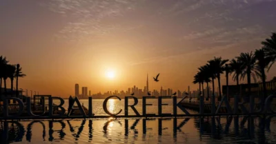 Dubai Creek Harbour in Dubai at sunset