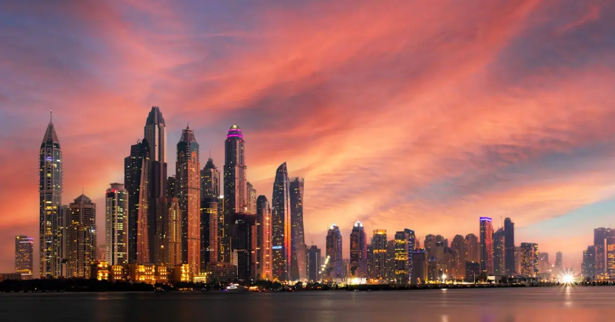 Dubai Marina Skyline at Sunset