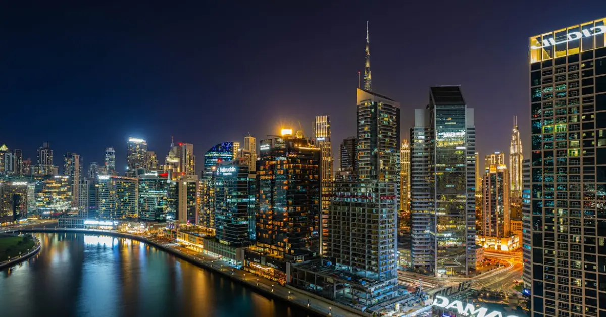 Dubai skyline during nighttime