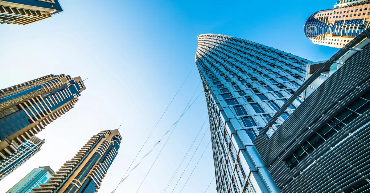 Modern skyscrapers and commercial towers in Dubai’s business district