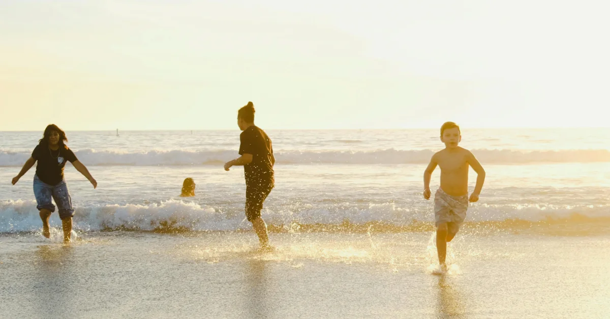Family on a beach in Dubai