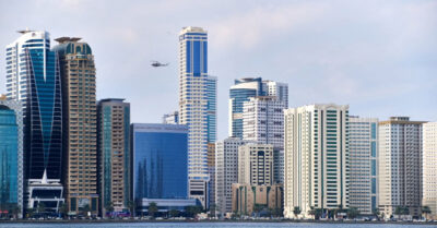 High Buildings in the City by the Sea in Sharjah city