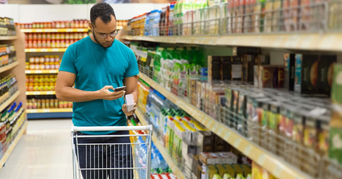 Man shopping in Pakistani supermarket