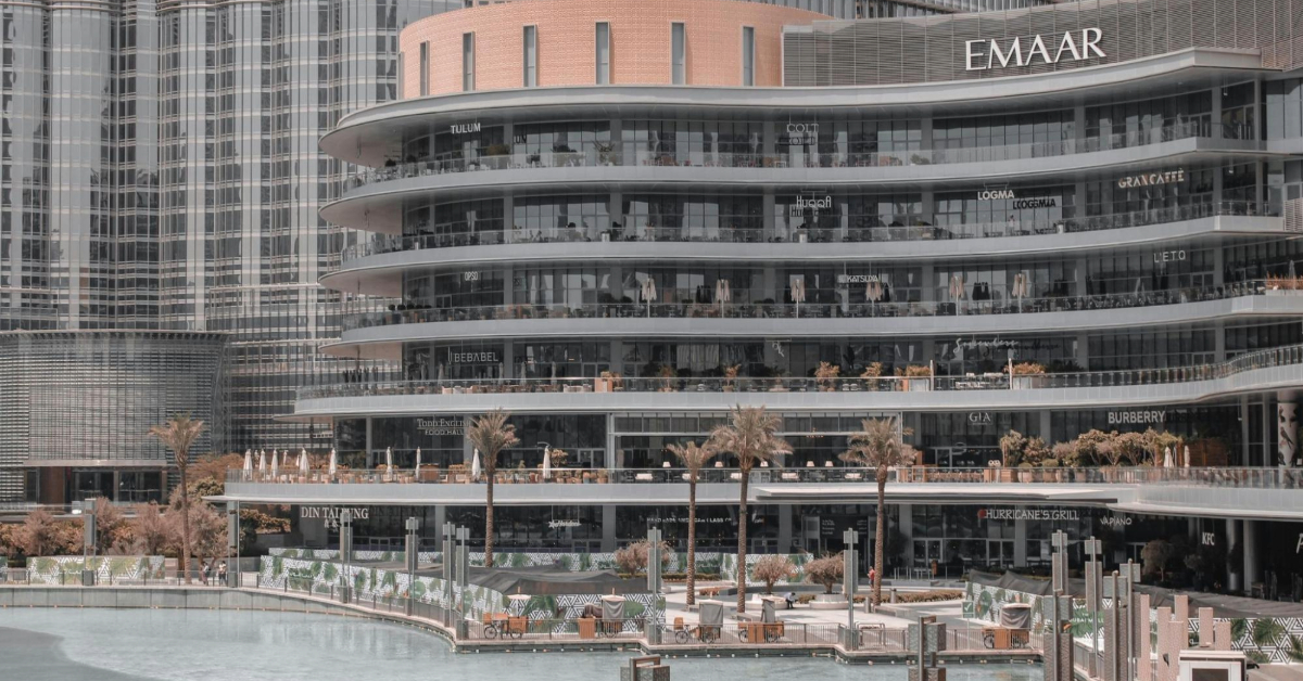 Palm Trees by Modern Dubai Mall in UAE