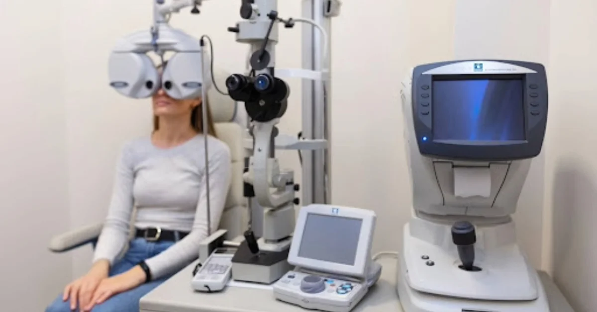 Patient undergoing an eye test in Ajman